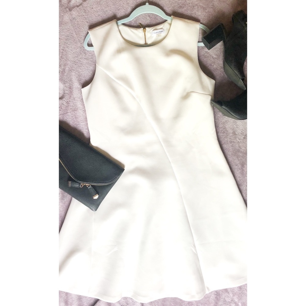 Calvin Klein White A-Line Scuba Dress